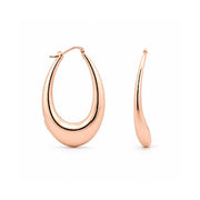 14K Rose Gold Puffy ContouredTeardrop Hoop Earrings